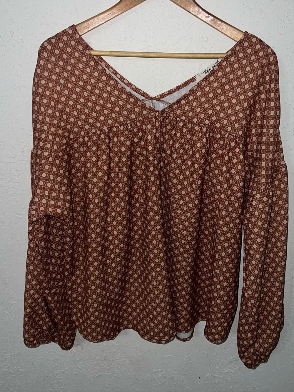 Three Bird Nest Rust Floral Peasant Blouse - Picture 2 of 8